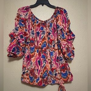 Vince Camuto Multicolor Ruffle Sleeve Blouse